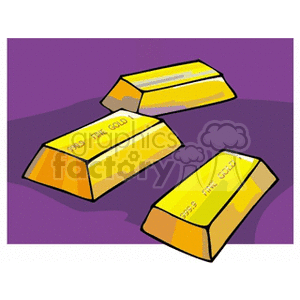 An illustration of three gold bars on a purple background.