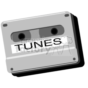 A clipart image of a retro cassette tape labeled 'TUNES'.