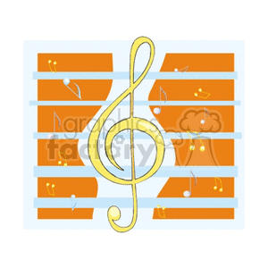 Treble Clef with Colorful Music Notes