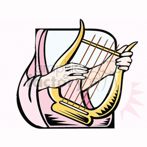 Hands Playing a Harp