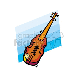 Colorful clipart image of a cello on a blue gradient background.