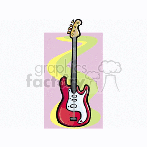 Clipart image of a red electric guitar with a colorful background.