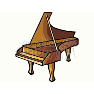 Clipart image of a grand piano with a wooden finish.