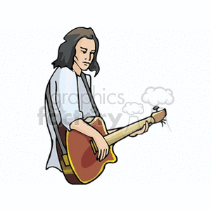 Clipart of a musician playing an acoustic guitar.