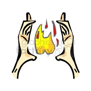 Cupped Hands with Fire