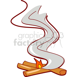 Clipart of a campfire with visible flames and smoke rising.