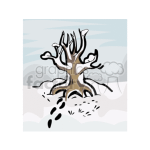 Winter Tree in Snow Clipart