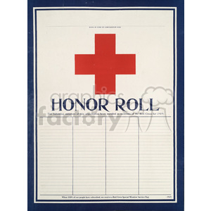 A vintage poster featuring a large red cross at the top and the title 'Honor Roll'. The poster is intended for listing members of an organization who have enrolled as members of the Red Cross for 1919. The background is mostly white with a blue border and the lower part of the poster is lined for names.
