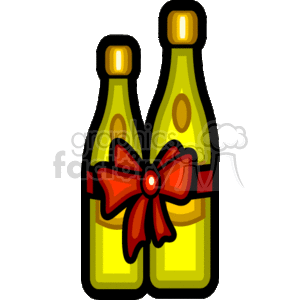   The image depicts two stylized champagne bottles tied together with a red ribbon and bow, which suggests a celebratory theme, possibly for an event like a New Year