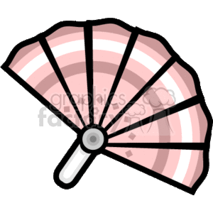   The clipart image shows a stylized representation of a folded Chinese fan. The fan has a series of panels, likely made of paper or fabric, with alternating lighter and darker pink stripes. The guard of the fan (the outer sticks) appears to be black, and there