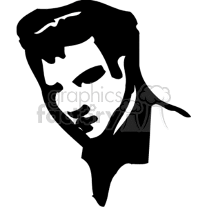 Silhouette illustration of a musician with distinct hairstyle, resembling Elvis Presley 