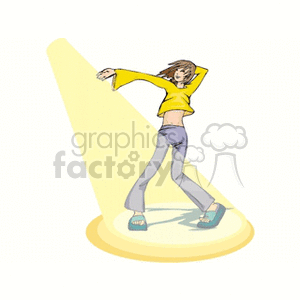 Animated Girl Dancing Under Spotlight