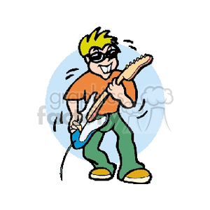 Energetic Cartoon Rock Star with Guitar