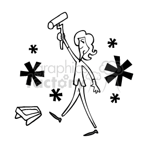   The clipart image shows a stylized person walking with a paint roller in hand. There