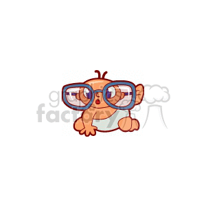 Baby wearing a huge pair of glasses