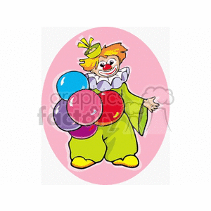 Colorful Circus Clown with Balloons