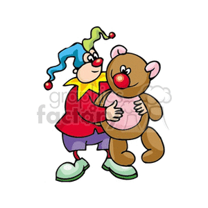 Circus Clown Hugging Teddy Bear