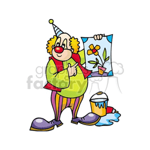 Circus Clown with Flower Painting