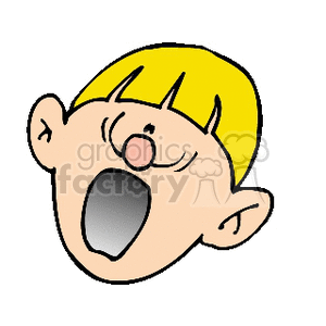 A clipart image of a cartoon boy's face with a surprised expression.