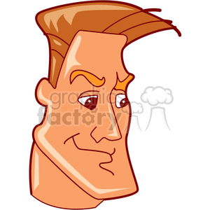 Cartoon illustration of a man's face with a confident expression and stylized hair.