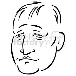 The image appears to be a black and white line drawing or clipart of a person's face. It features a simplistic representation with minimal lines, showing the outline of the face, eyes, eyebrows, nose, mouth, and hair.