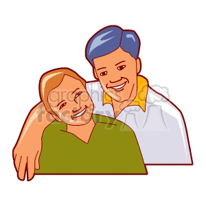 Clipart image of a father and son smiling, depicting family love and bond.