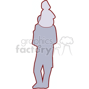 Silhouette of a parent carrying a baby on their shoulders.