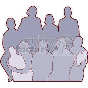 Family Silhouette Featuring Parents and Children