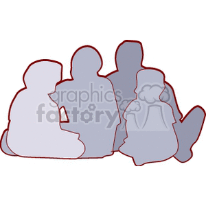 Silhouette of a family sitting together, symbolizing love and connection.