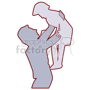 Silhouette of a parent lifting a child, symbolizing love and family bond.