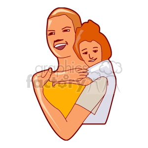 A clipart image showing a smiling adult carrying a happy child on their back, symbolizing family love and bonding.