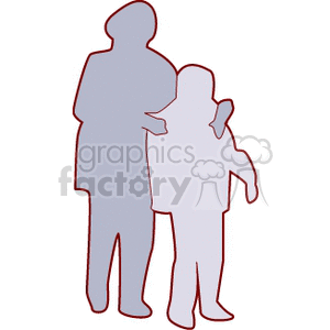 Silhouette of an adult and child standing together, representing family and love.