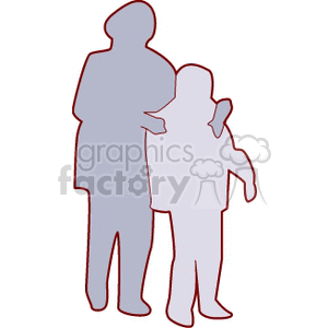 Silhouette of child whose mother has her arms around its shoulders