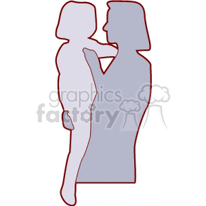 Silhouette of a mother picking up her daughter