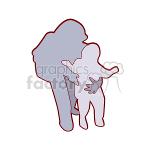 Mother Embracing Child Silhouette