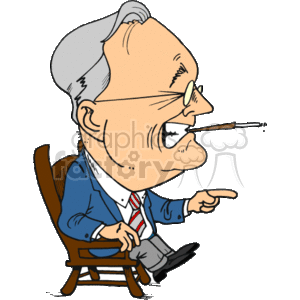   This clipart image features a caricature of Franklin D. Roosevelt, the 32nd President of the United States. He