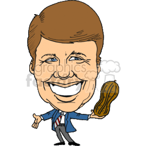 The clipart image features a cartoon caricature of a smiling man in a suit, tie, and dress shoes, holding a peanut. The caricature is meant to represent Jimmy Carter, with a humorous take on American presidents, specifying the 39th
