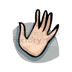 Illustration of a hand with fingers spread against a grey background.