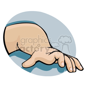 A clipart image of a hand resting on a surface, with fingers slightly curved.