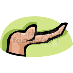 Clipart image of a single hand in a gesture, set against a green background.