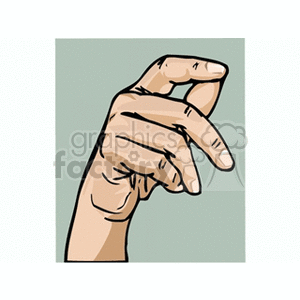 Clipart illustration of a hand making a gesture, possibly sign language.