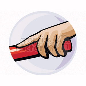 Illustration of a hand gripping a red baton, possibly depicting teamwork or relay race.