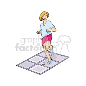 Girl plying hopscotch