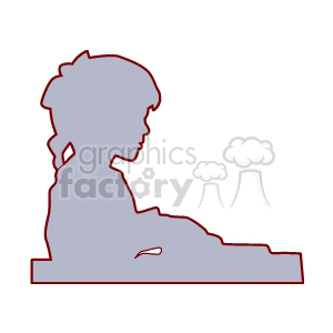 Silhouette of a little girl sitting