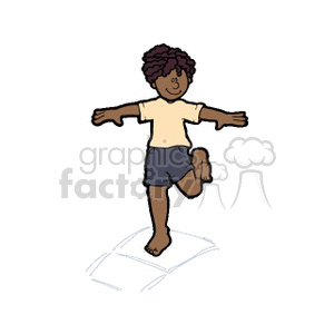 Black child playing hopscotch