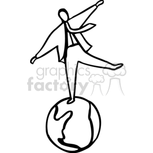 Black and white man balancing on the world
