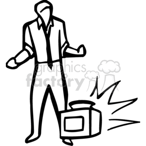Black and white man dropping a computer