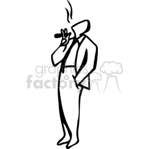 Black and white man blowing smoke into the air