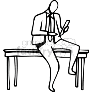 Black and white man sitting on a desk reading