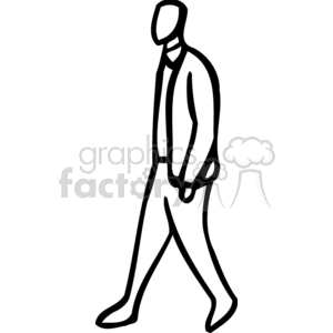 Black an white man outline walking 